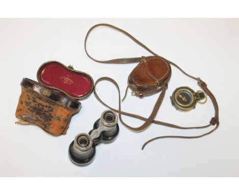 A WORLD WAR I VERNERS PATTERN BRASS MILITARY MARCHING COMPASS, in leather case marked "T. French & Son Ltd., London 1917" wit