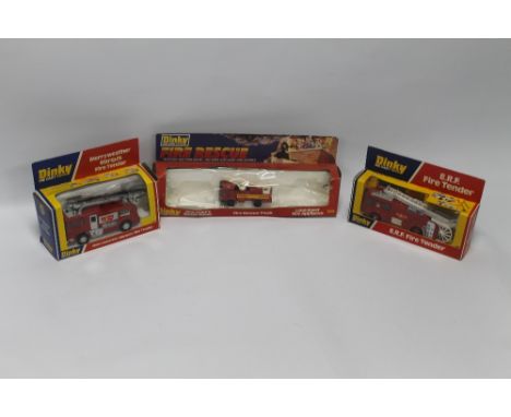 A BOXED DINKY 266 E. R. F. FIRE TENDER and Dinky 285 Merryweather Marquis Fire Tender together with part inky 304 Fire Rescue