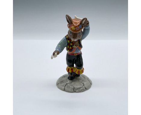 Hand decorated prototype original sample porcelain figure of the Morris Dancer Bunnykins. Shown in a light blue shirt with a 