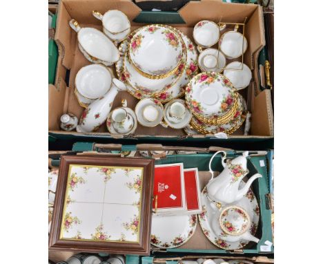 A large quantity of Royal Albert Old Rose to include cake stand tray, tea and dinner service 