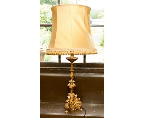 A Spanish style gilt gesso table lamp 