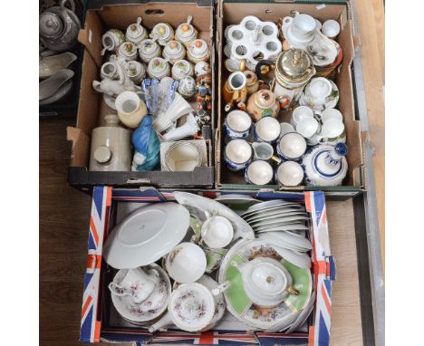 Three boxes of assorted ceramics, including Royal Albert Lavender Rose part tea service, Franklin Mint collection of jam pots