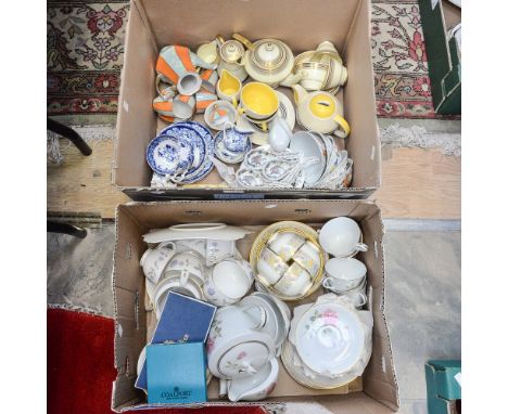 A Royal Worcester 'Blue Poppy' part tea service, Foley china pattern, ref 1952 part tea service, Suzie Cooper, etc (two boxes