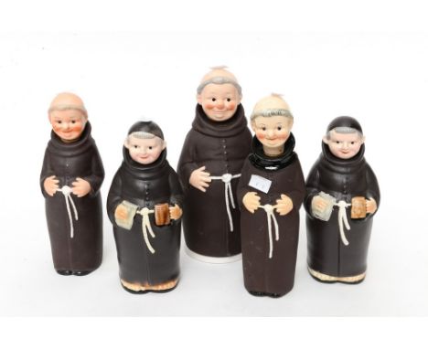 Five Goebel monk decanters 