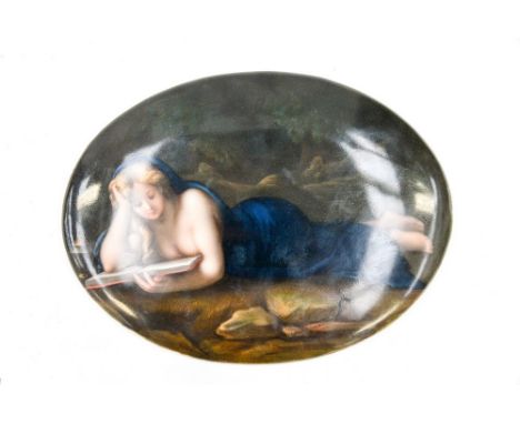 A KPM stamped oval plaque, information verso, hand painted by Ernst Arnolo in Dresden, the KPM mark is impressed with the num