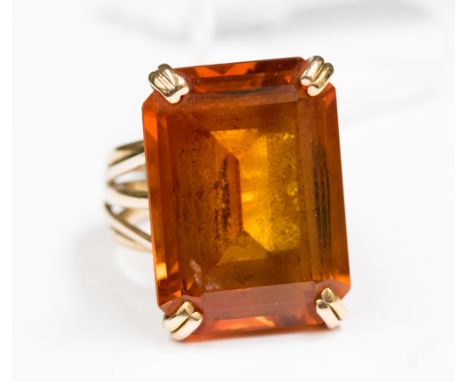 A 9ct gold large citrine single stone ring, approx 13.3gms gross