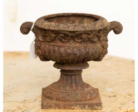 A small cast iron urn vase or planter, 19th century