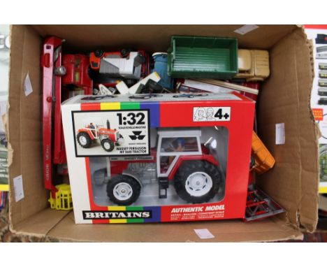 Britain's Massey Fergusson in box a  Corgi bus, Corgi  Simon Snorkel and various other playworn models 