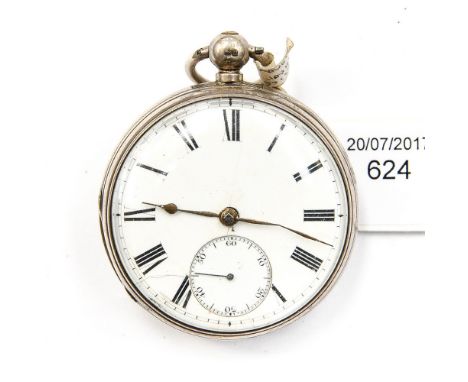  Henry Fossett of Oates, a Victorian silver cased open faced pocket watch, 5cm enamel Roman dial with subsidiary seconds dial