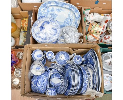 A Copeland Spode blue and white part dinner and tea service, including tea and coffee pot, servers with covers, chargers, etc