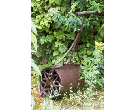 An iron lawn roller, 19th century