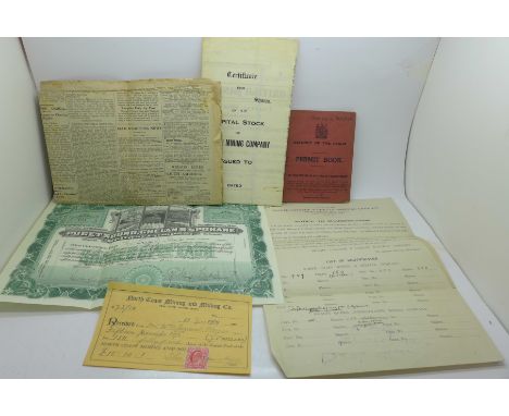 Mixed ephemera including a front page newspaper, Daily News &amp; Leader, Aug 5 1914, Germany Declares War on Britain, three 