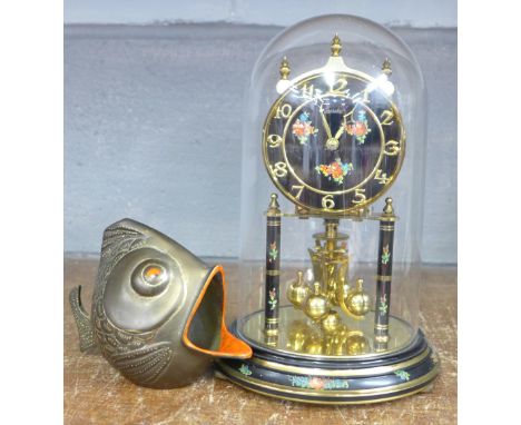 A Kundo anniversary clock and a stylised model fish&nbsp;**PLEASE NOTE THIS LOT IS NOT ELIGIBLE FOR POSTING AND PACKING**