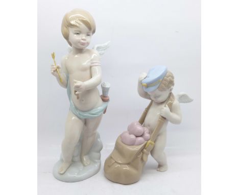 Two Lladro figures, Love Letters and Cupid's Arrow, bow a/f 