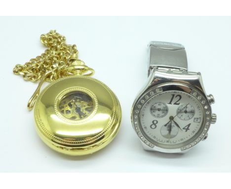 A Swatch wristwatch and a modern Rotary pocket watch 