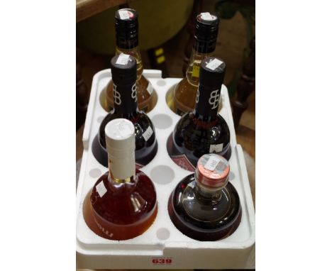 Six various bottles of alcohol,&nbsp;comprising two bottles of Belsazar Rose Vermouth; two bottles of Nordguld Akvavit; and t