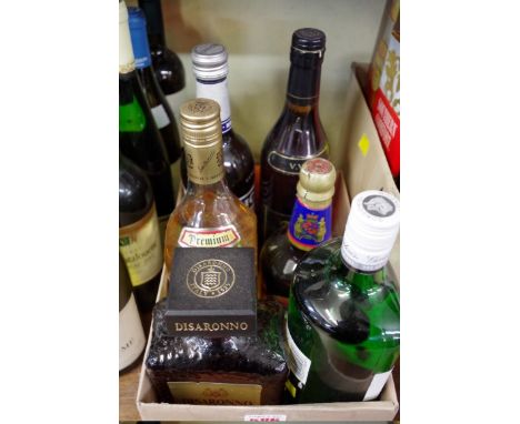 Six various bottles of spirit, comprising: a 70cl Disaronno; a 70cl Pusser's Rum, 54.5% abv; a 1 litre Gordon's Gin; a 1 litr