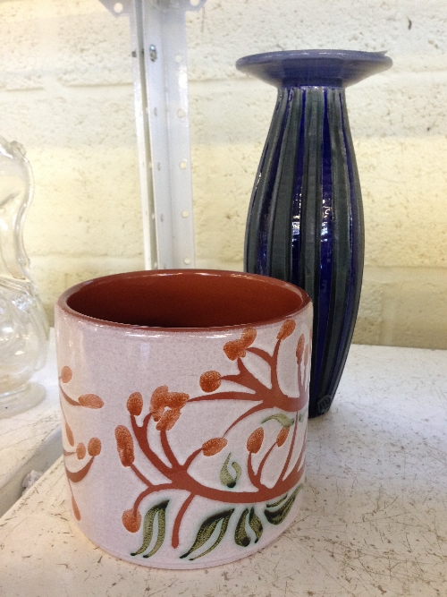 A Poole Pottery plant pot, 498, decorated in a stylised branch pattern