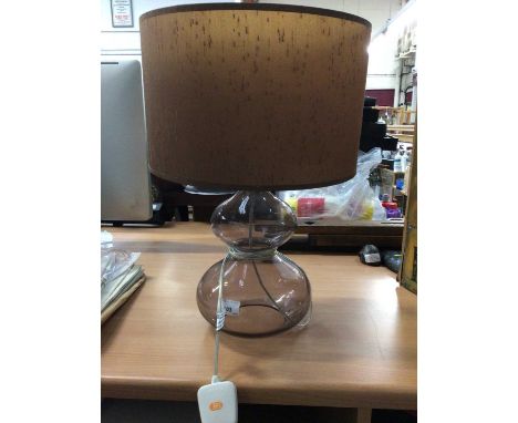 Contemporary smoky glass table lamp with shade