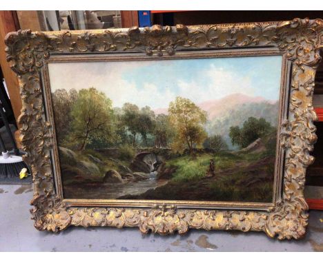Large gilt-framed landscape oil painting, signed W. R. Whitby, 75cm x 49cm