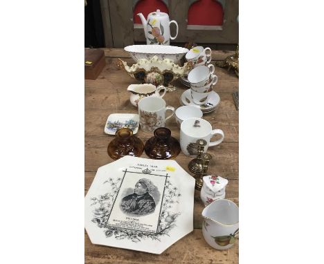 Royal Worcester Evesham 6 place coffee set, together with a pair of Davidson cloud glass candlesticks, Victorian and later co