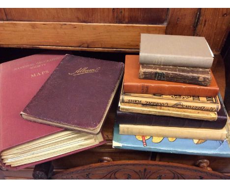 Early 20th century autograph album/sketch book, together with a small group of books and selection of maps