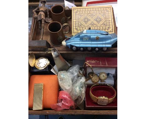 Sundry items including Dunhill lighter, coins, watches, stamp album etc 