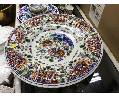 Contemporary Delft charger together with a quantity of ceramic ornaments and sundries