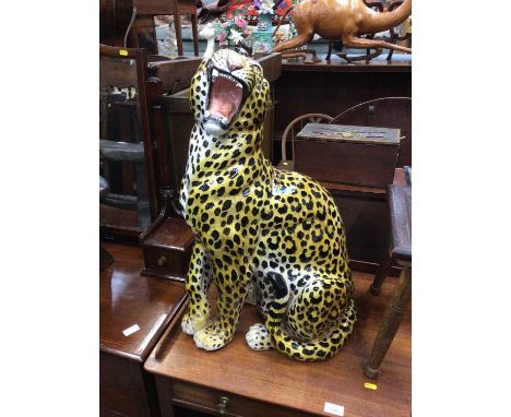 Large ceramic model of a leopard, 68cm tall