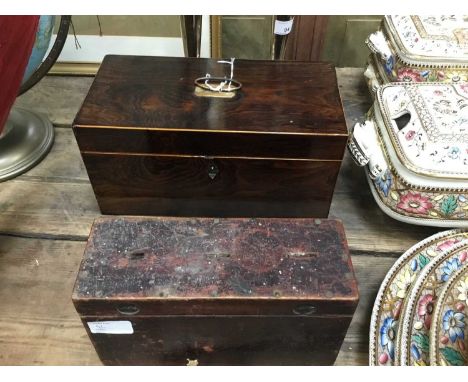 Georgian rosewood tea caddy together with a money box