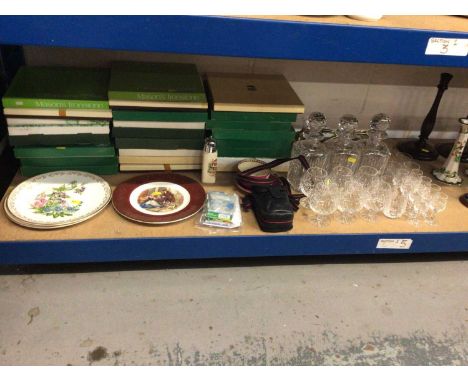 Collection of 16 Masons Ironstone Christmas plates, together with other china, glassware, reading lights and a camera