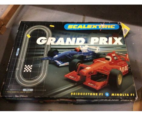 Scalextric Grand Prix box set, plus additional track and Hornsby tank engine, tender, rolling stock and track