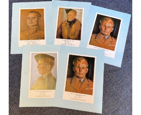 WW2 heroes signed RAF Jubilee Ltd Edition Eric Kennington Portrait Prints. Rare WW2 signed prints The RAF Jubilee Limited Edi