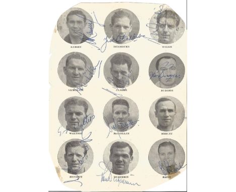 Tottenham Hotspur 1951 Championship Winning Side ( Known As The Famous 'Push &amp; Run' Team) Signed Cut Picture By 11 Player