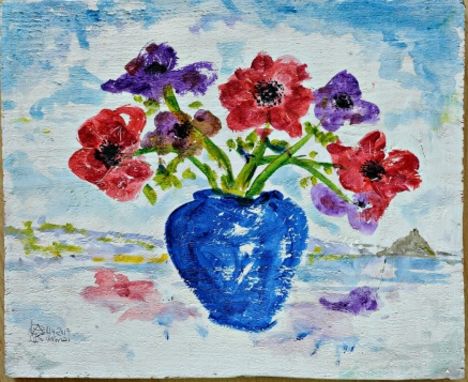 Artist: Billy BurmanTitle: Cornish AnemonesSize: 29 x 35 x 2cmMedium: AcrylicAchar Kumar 'Billy' BurmanBorn in Calcutta, Bill