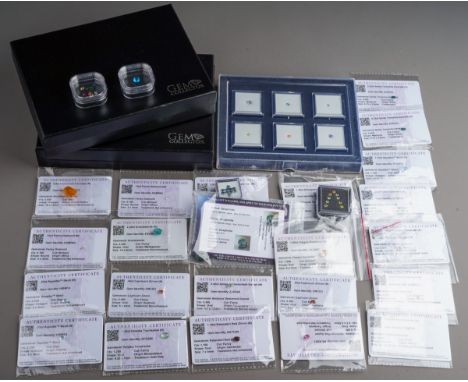 Large collection of Gem Collectors gem stones with certificates, to include a display set, 4 fancy diamonds, yellow diamond, 