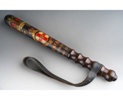 A George V Lincolnshire Constabulary presentation truncheon commemorating the General Strike of 1926, with multicolour crown 