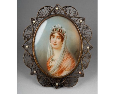 Early 20th Century French School portrait miniature of Josephine de Beauharnais (Les Trois-Ilets, 1763-Paris, 1814), first wi