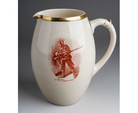 A Macintyre &amp; Co. Burslem water jug B3371, transfer printed with Rudyard Kipling`s poem The Absent-Minded Beggar and a Bo