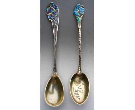 A late 19th Century American silver gilt and enamel coffee spoon, engraving to bowl dated (18)95., makers mark that of Gorham