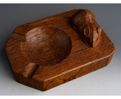 A Mouseman carved oak ashtray, approx 10cm long