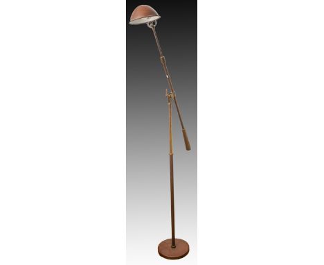 Tall brass floor standing telescopic pendulum lamp, possibly American. Circa 1920/30