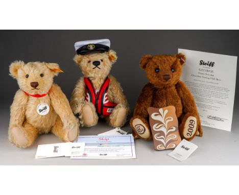 Three Steiff Collector Bears to include:  1. Liverpool Football Club Bear, with medallion, button and yellow tag to ear 00423