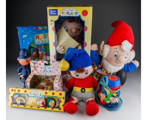 A large collection of Noddy collectables in five boxes, including a Corgi Comics Noddy's Car, a Morestone Series Noddy and Hi