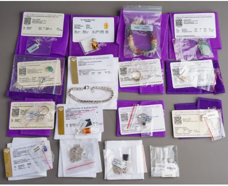 Collection of Gemporia jewellery with certificates to include 2 9k gold rings, 5 9 ct gold pendants, silver ring, silver tenn