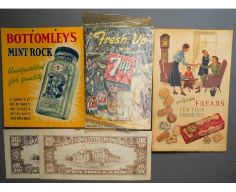 ADVERTISING INTEREST: Four card advertising card displays comprising Frears Tea Time assorted with easel back, 37cm x 24cm, B