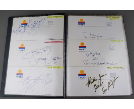 A Collection of 20th Century autographs on TV-Am compliment slips, all dedicated to "Jean" from guests on TV-AM including sta