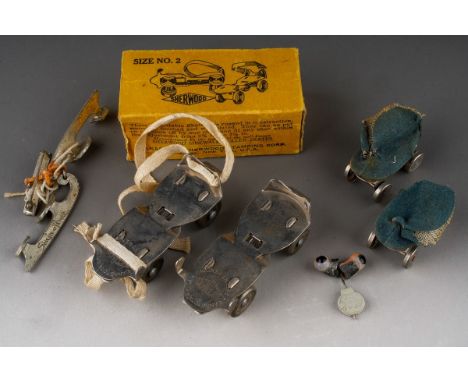 Canastota size no 2 Doll's roller skates with their box (a/f) further doll's roller and ice skates, all vintage (1 box)