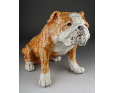 A Winstanley model of a seated Bulldog, bears painted marks to base, height 28cm