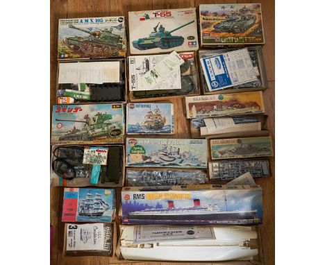 Five Airfix model making kits and five others, including Imai, Tamiya, Pyro, etc, the Airfix comprises R.M.S. Queen Elizabeth
